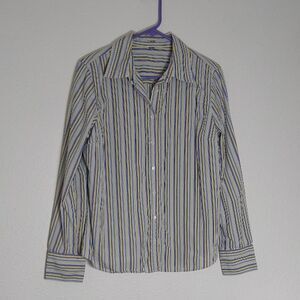 J Crew Blue and Yellow Striped Casual Button Down Shirt